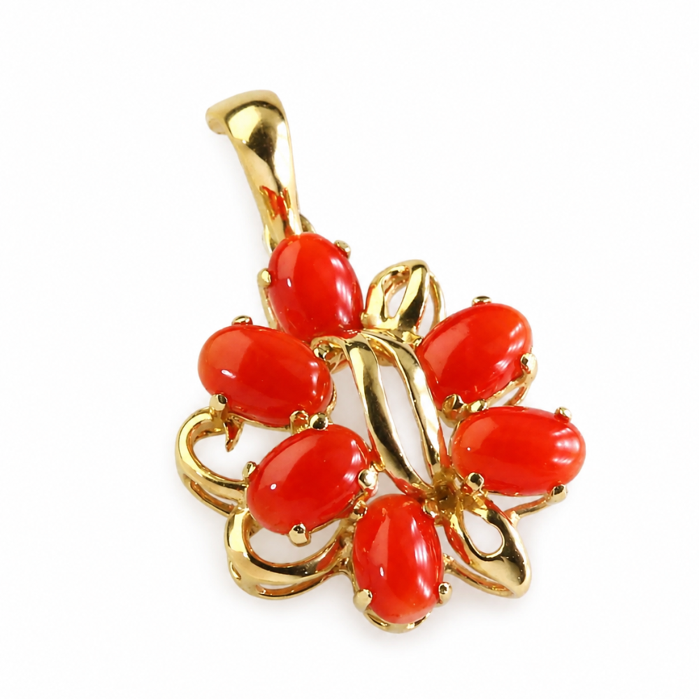 Solid 14K Gold Coral Pendant