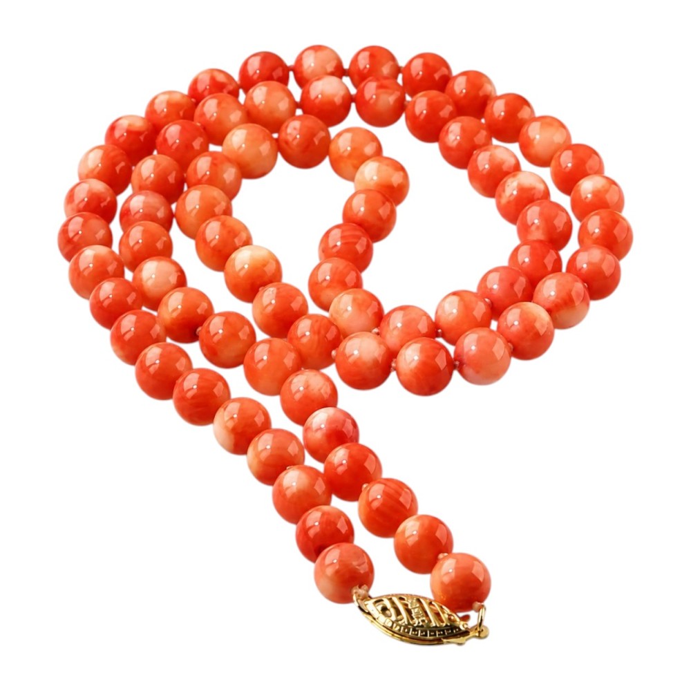 Solid 14K Gold Coral Necklace