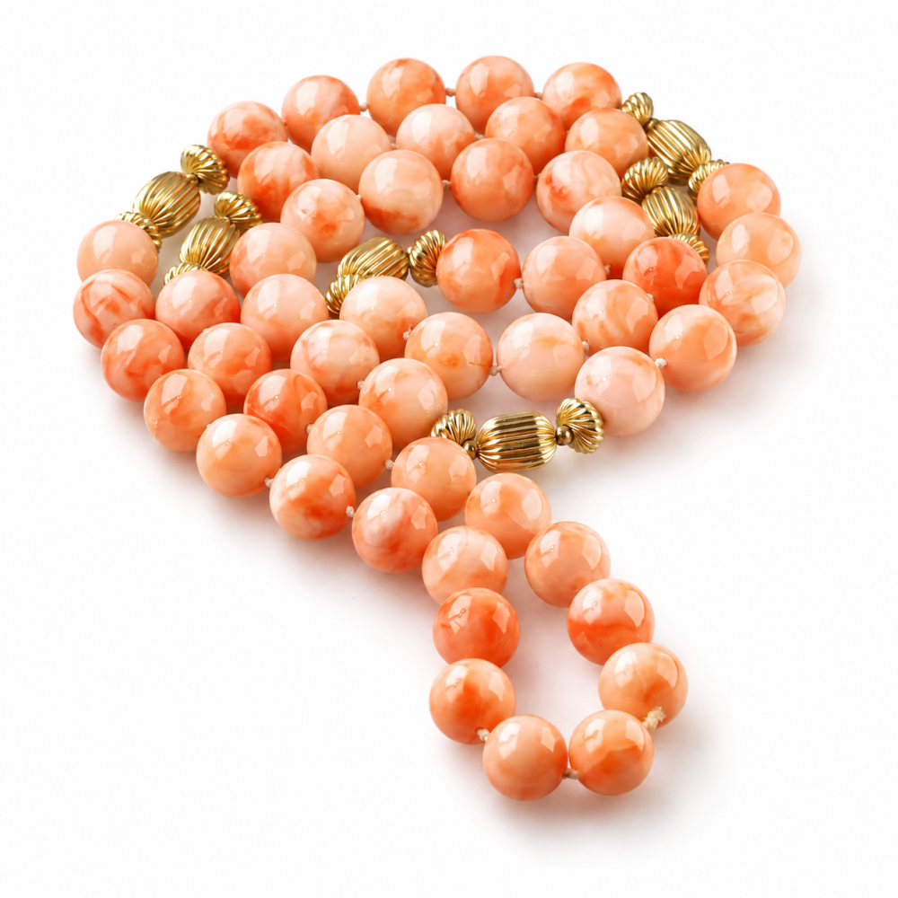 Solid 14K Gold Coral Necklace