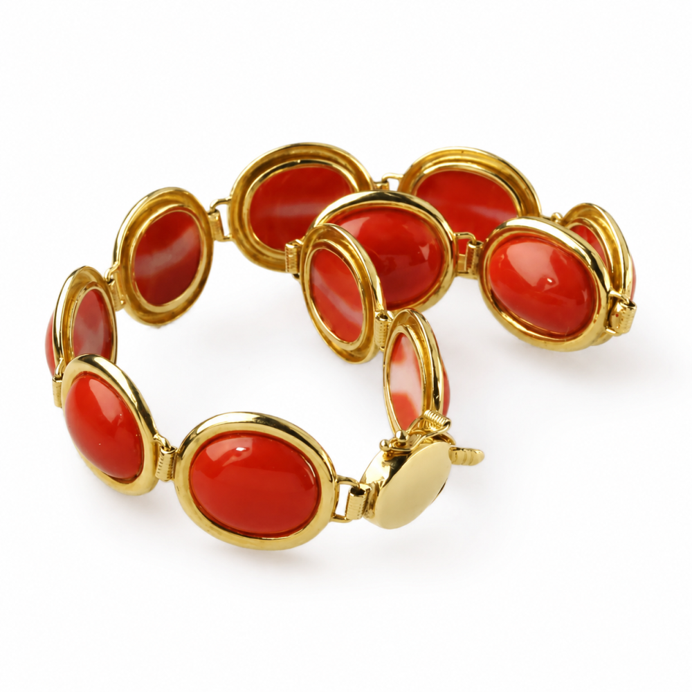 Solid 14K Gold Coral Bracelet