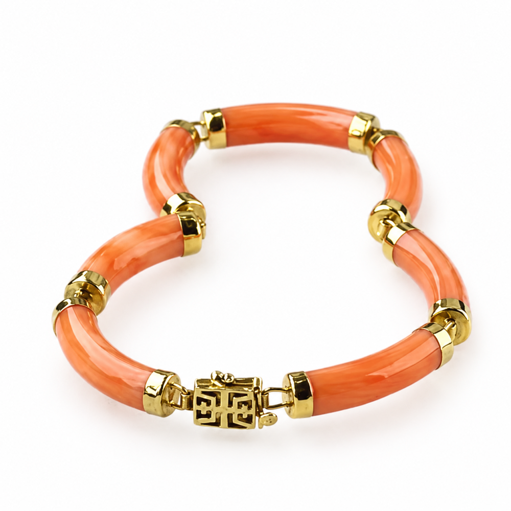 Solid 14K Gold Coral Bracelet