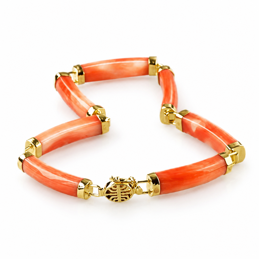 Solid 14K Gold Coral Bracelet