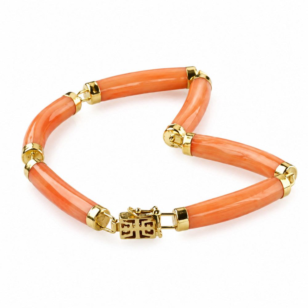 Solid 14K Gold Coral Bracelet
