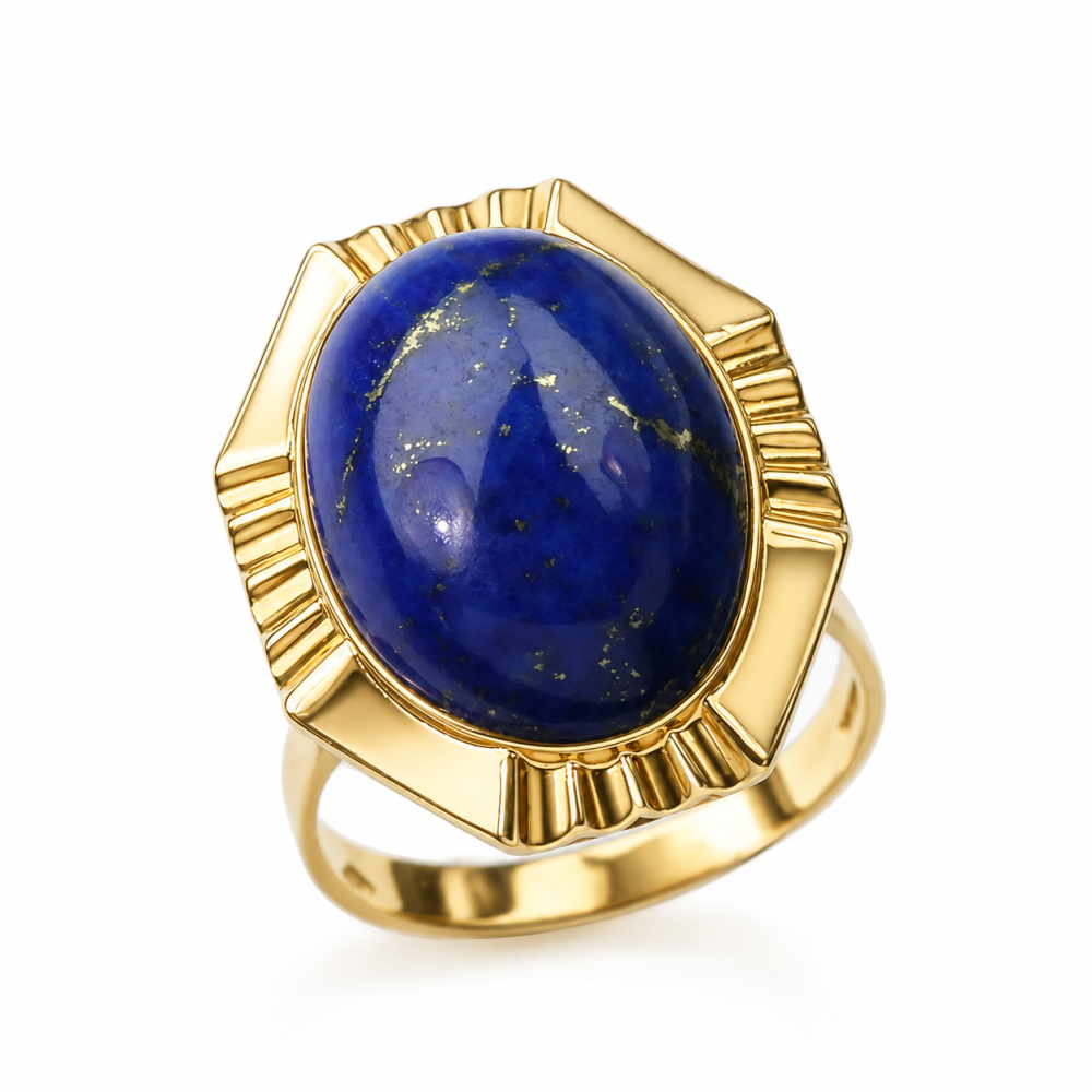 Solid 14K Gold Blue Lapis Ring