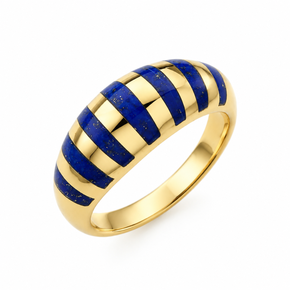 Solid 14K Gold Blue Lapis Ring