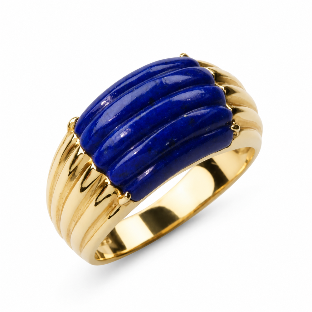 Solid 14K Gold Blue Lapis Ring
