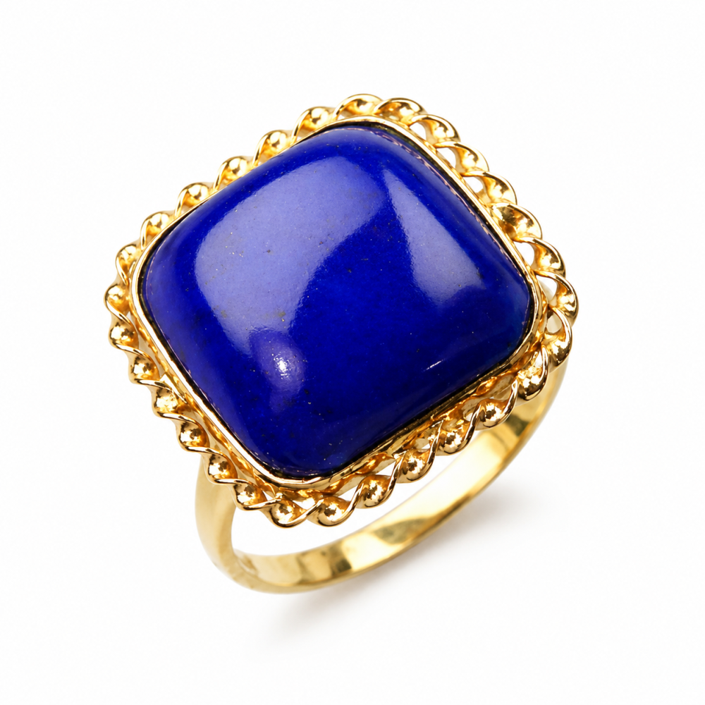 Solid 14K Gold Blue Lapis Ring