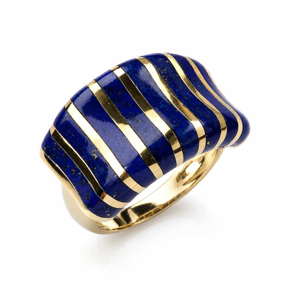 Solid 14K Gold Blue Lapis Ring
