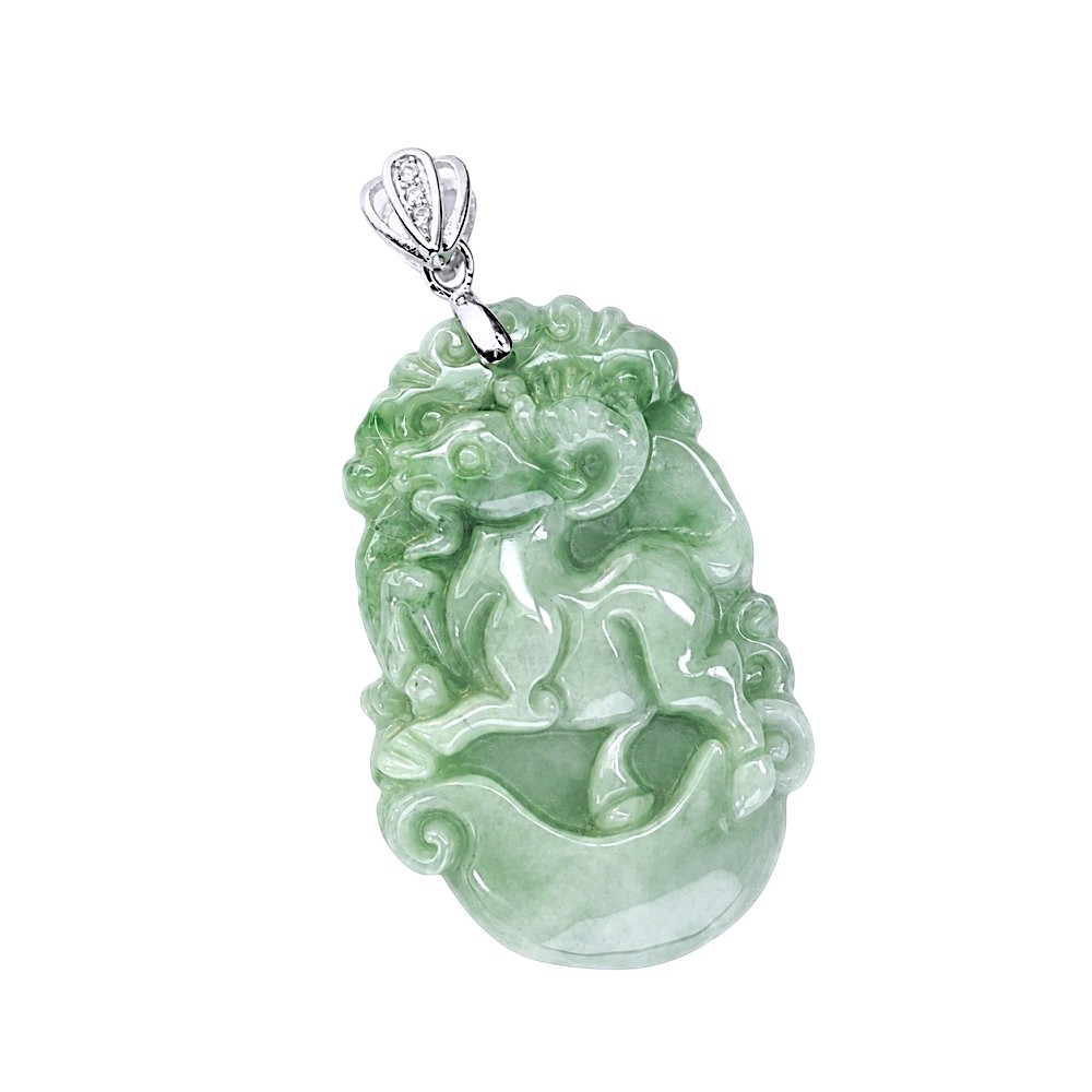 65% OFF Sheep / Goat, Chinese Zodiac Jade Pendant,925 Silver Bail S128