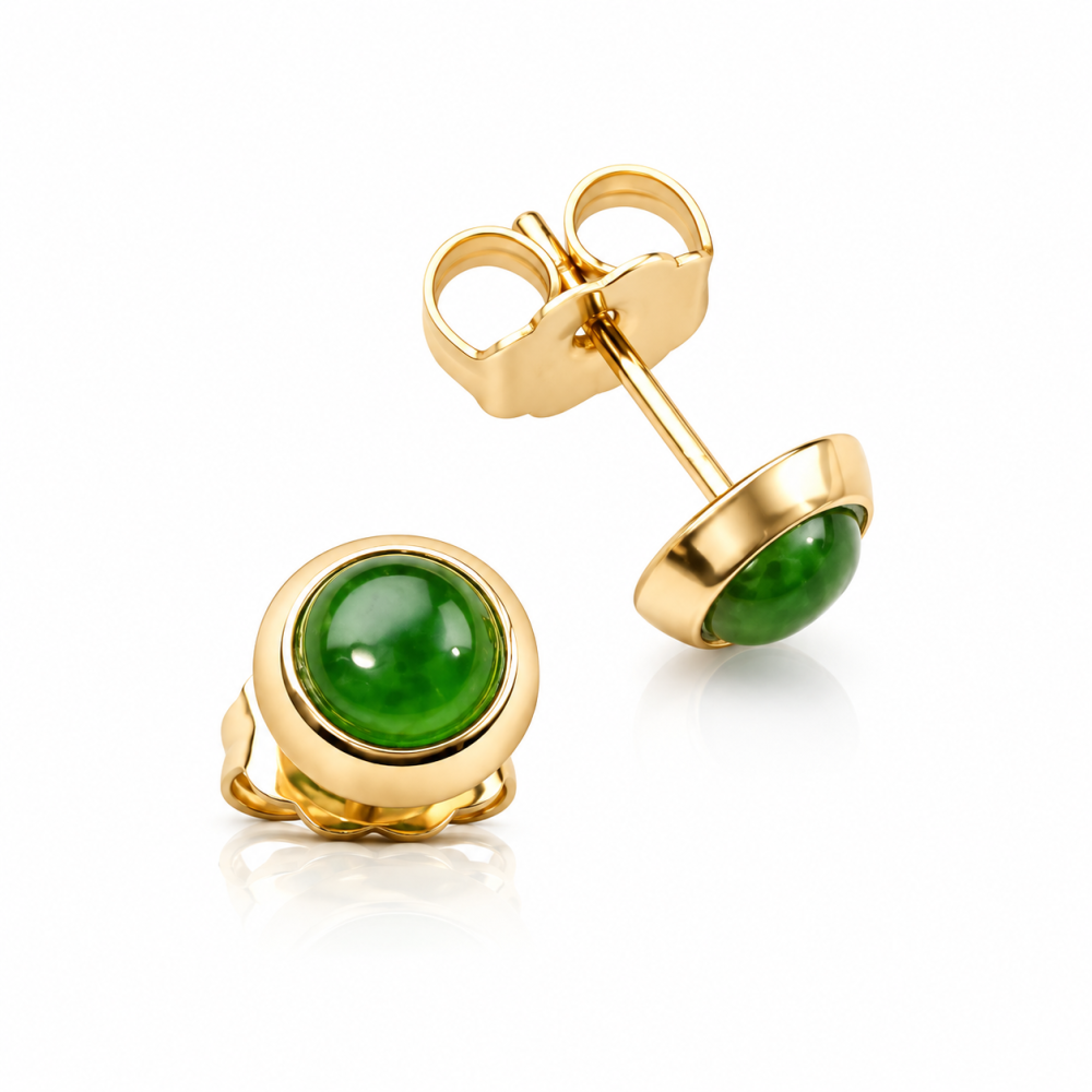 60% OFF Round Green Stud Earrings in 14K Gold S137