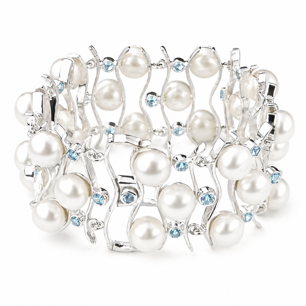 Sterling Silver Biwa Pearl Bracelet