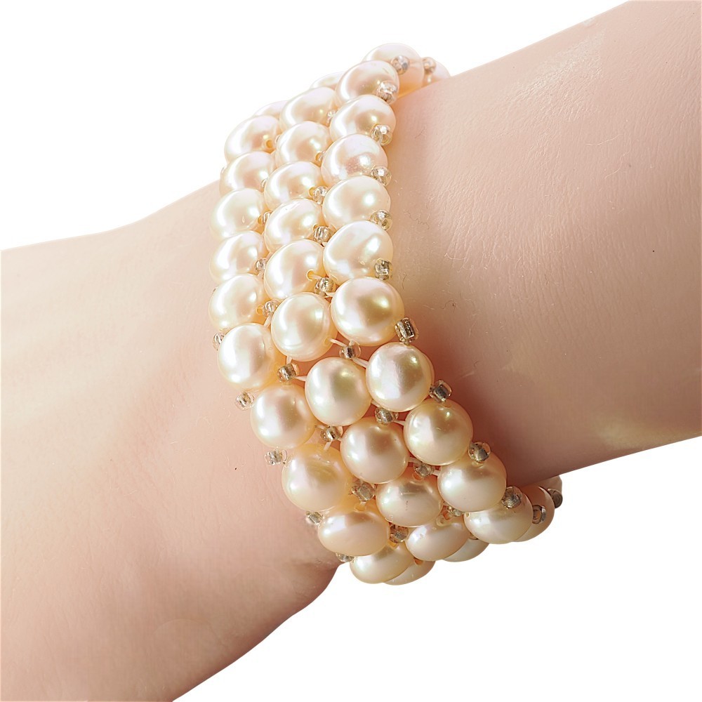 Sterling Silver Biwa Pearl Bracelet