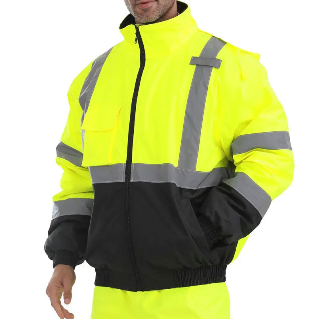 High Visibility Class Workwear Winter Waterproof Reflective Safety Jacket  with Reflective Tape Construction Work Reflector Clothing for Men′s Safety
