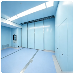 Electrically-operated sliding radiation-proof triple-door system