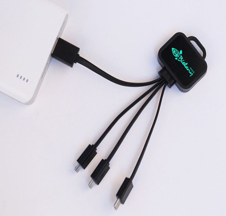 Multi USB Charging Cable With LED Light Logo Smartphone Micro USB Charger Cable 6 in 1 USB Cable