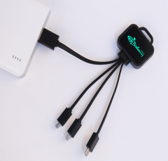 Multi USB Charging Cable With LED Light Logo Smartphone Micro USB Charger Cable 6 in 1 USB Cable