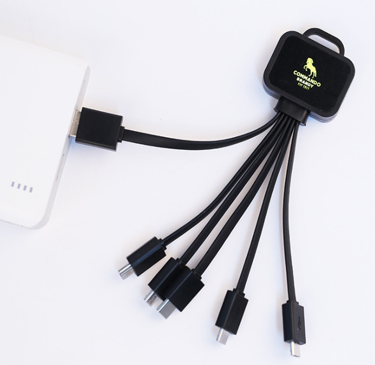 Multi USB Charging Cable With LED Light Logo Smartphone Micro USB Charger Cable 6 in 1 USB Cable