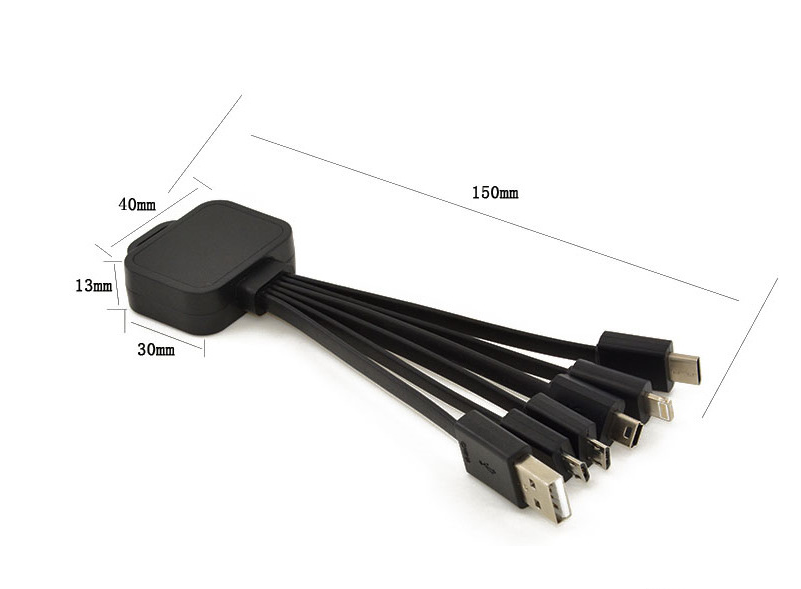 Multi USB Charging Cable With LED Light Logo Smartphone Micro USB Charger Cable 6 in 1 USB Cable