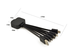 Multi USB Charging Cable With LED Light Logo Smartphone Micro USB Charger Cable 6 in 1 USB Cable