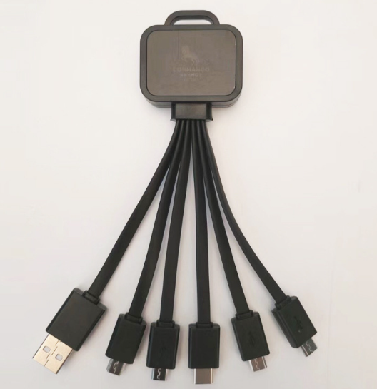 Multi USB Charging Cable With LED Light Logo Smartphone Micro USB Charger Cable 6 in 1 USB Cable