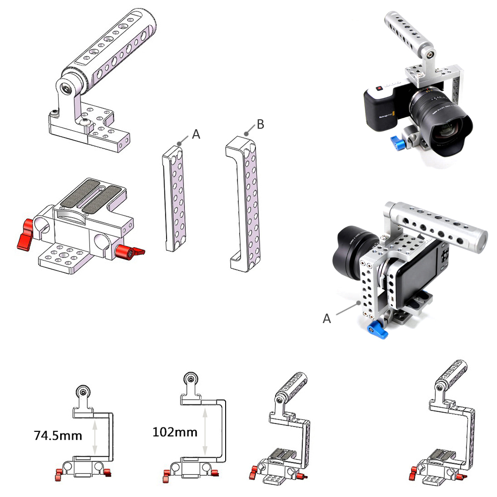 CAMVATE DSLR Camera Cage Steadicam Handheld Gimbal for BMPCC Sony Panassonic 4K Micro