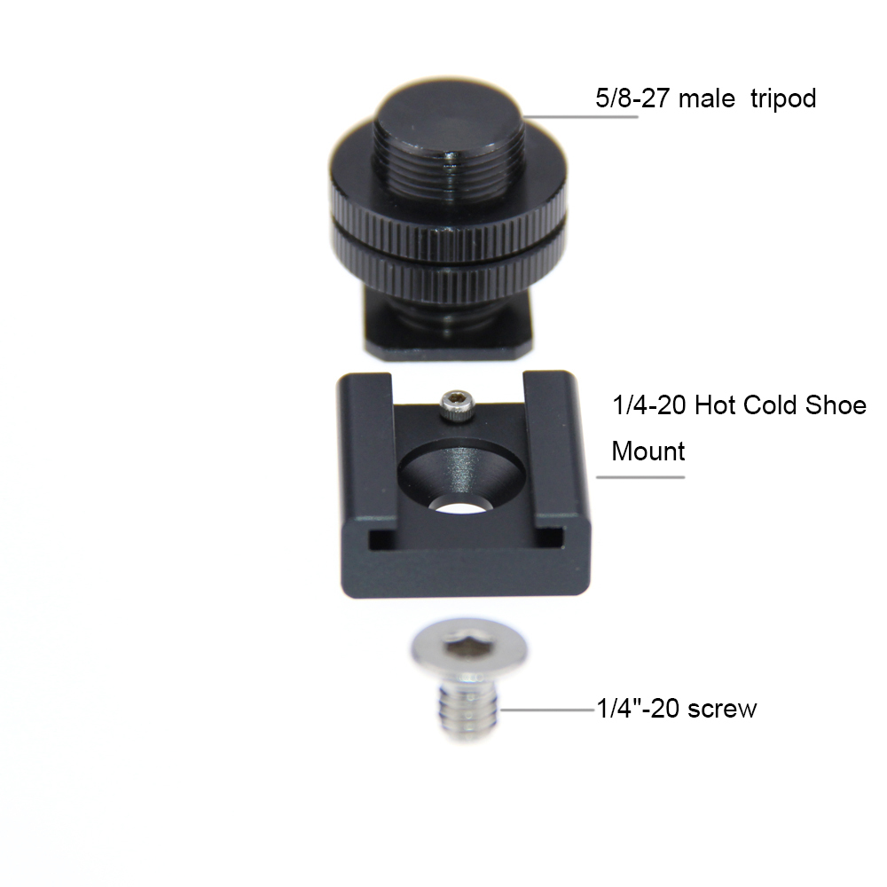 CAMVATE 1/4" Hot Cold Shoe + 5/8"-27 Thread to Flash Hot Shoe Mount Adapter for Microphone