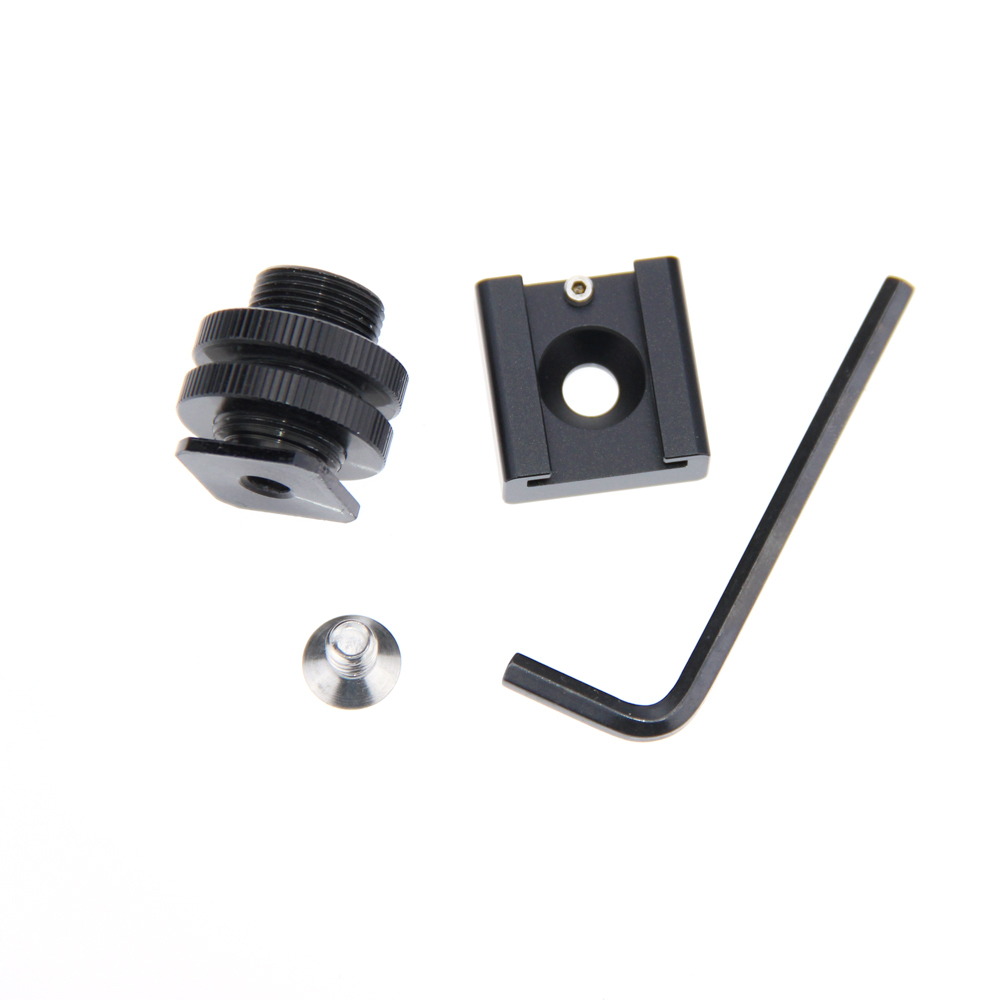 CAMVATE 1/4" Hot Cold Shoe + 5/8"-27 Thread to Flash Hot Shoe Mount Adapter for Microphone