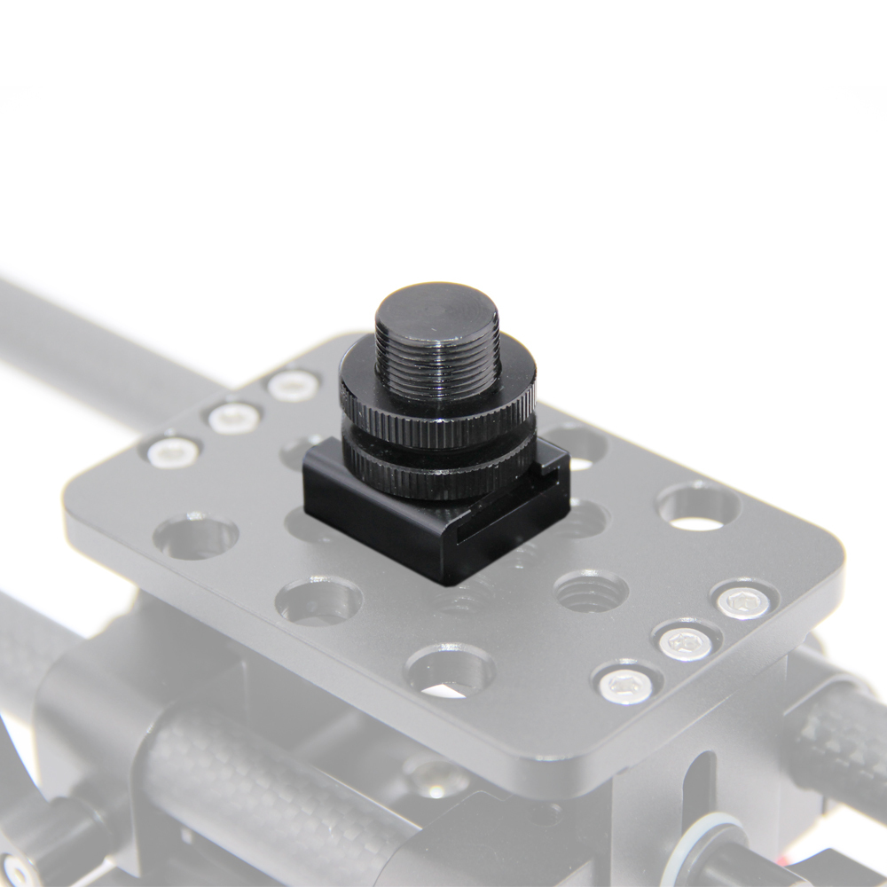 CAMVATE 1/4" Hot Cold Shoe + 5/8"-27 Thread to Flash Hot Shoe Mount Adapter for Microphone