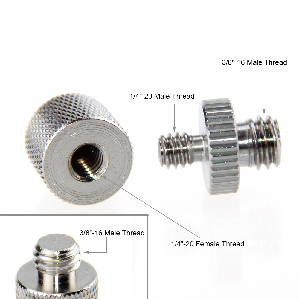 Screw Convert Adapters 1/4"to 3/8" fr DSLR Camera Tripod Monopod Cage Rig