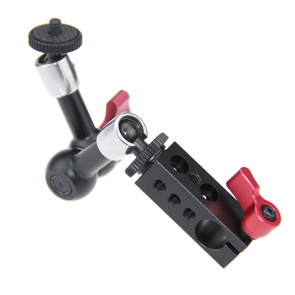 7" Articulating Magic Arm 15mm Single Rod Clamp fr DSLR Camera LED Light Monitor