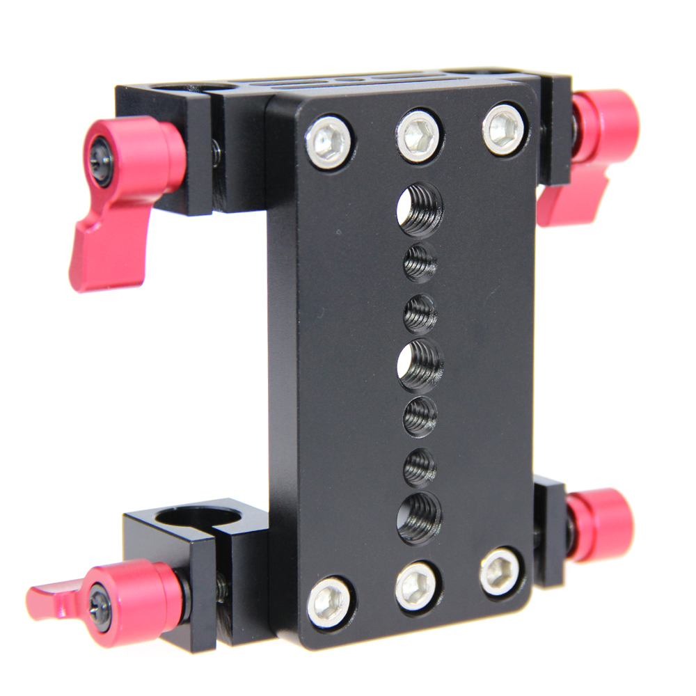 Tripod Mount plate 15mm Rod Support w/ 2 Railblocks fr DSLR Camera Rig Kit