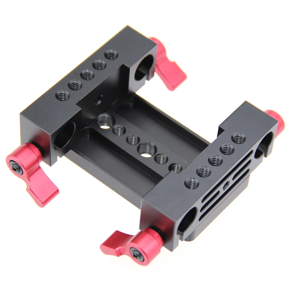 Tripod Mount plate 15mm Rod Support w/ 2 Railblocks fr DSLR Camera Rig Kit
