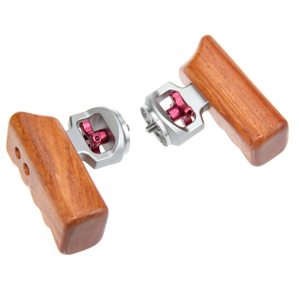 CAMVATE Wooden Handgrip With M6 Rosette Mount (right & left hand)-Titanium