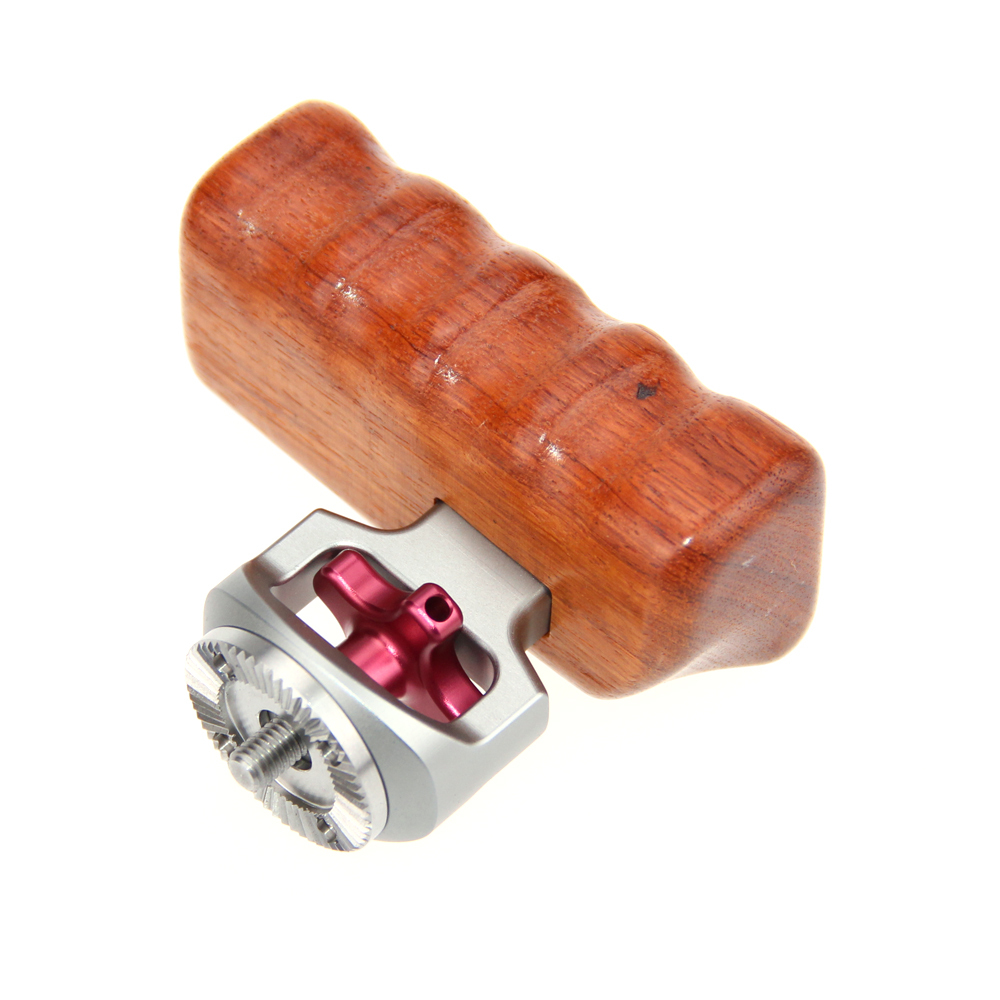 CAMVATE Wooden Handgrip With M6 Rosette Mount (right hand) -Titanium