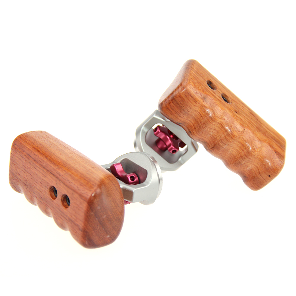 CAMVATE Wooden Handgrip With M6 Rosette Mount (right & left hand)-Titanium