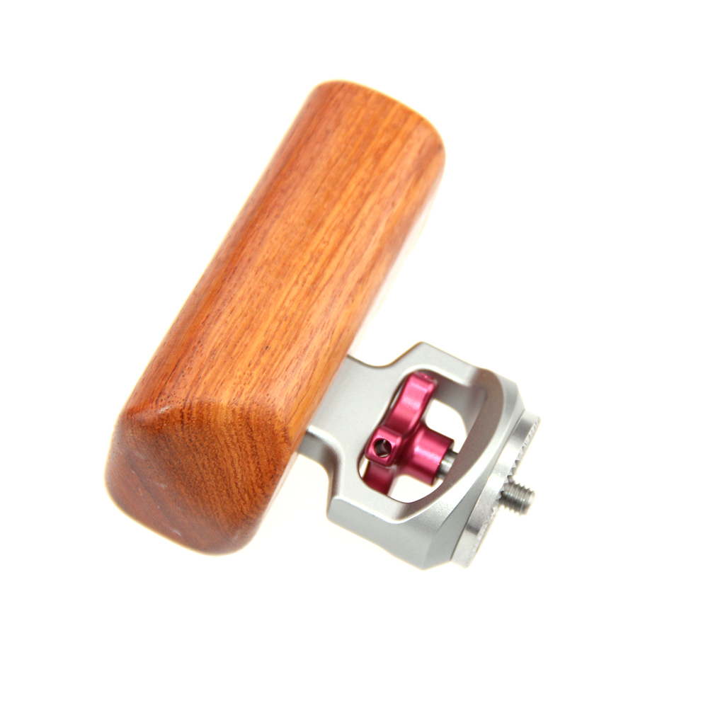 CAMVATE Wooden Handgrip With M6 Rosette Mount (right hand) -Titanium