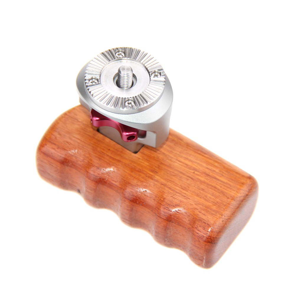 CAMVATE Wooden Handgrip With M6 Rosette Mount (right hand) -Titanium
