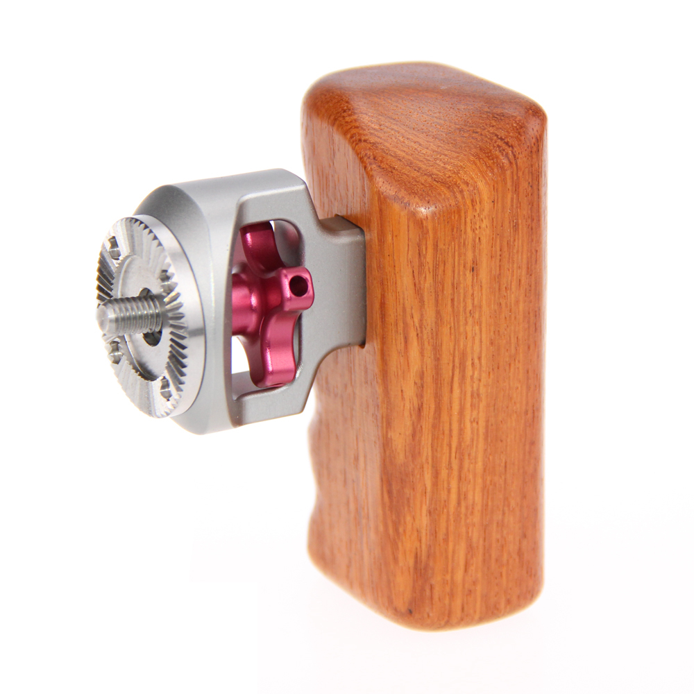CAMVATE Wooden Handgrip With M6 Rosette Mount (right hand) -Titanium