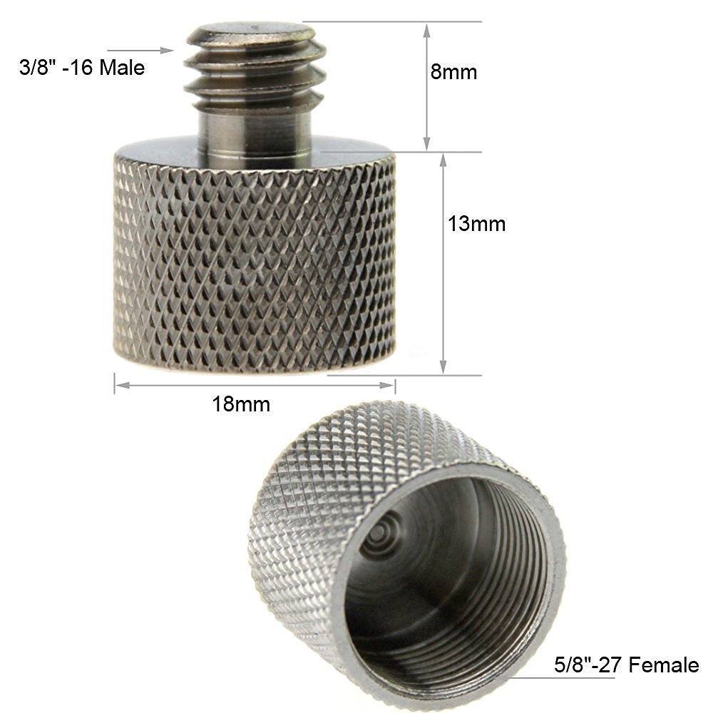 CAMVATE 2 Pieces 3/8"-16 Male to 5/8"-27 Female Thread Adapter for Microphone Mounts and Stands