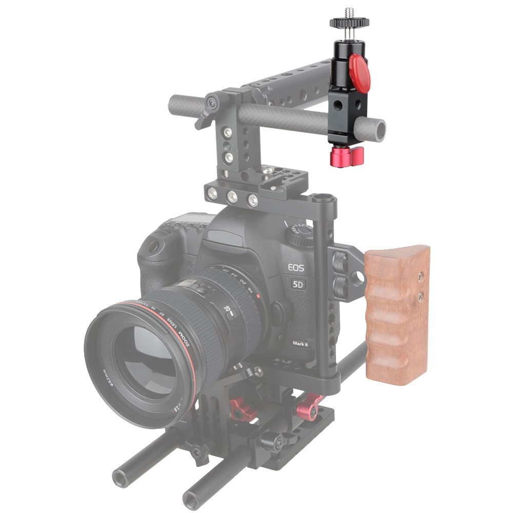 Camera Tripod Mount Rod Clamp 15mm Ball Head 360° Rotate 1/4"-20 Screw Thread