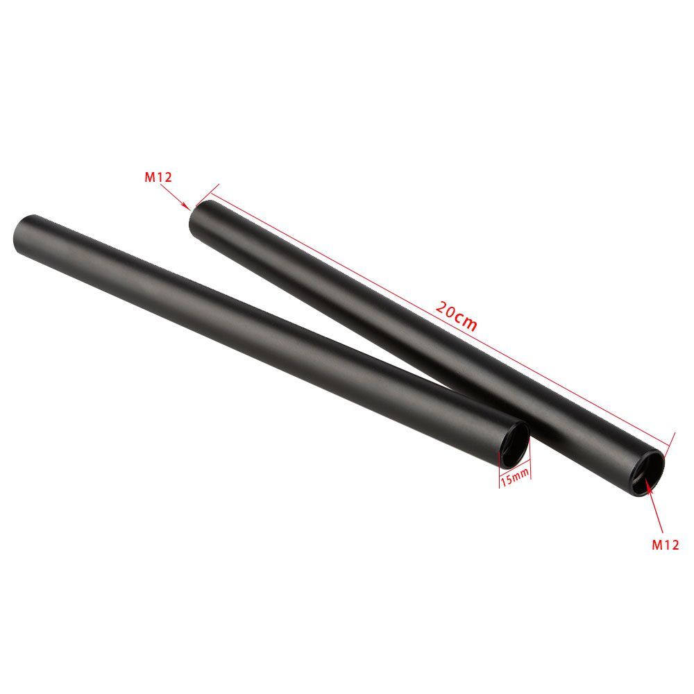 CAMVATE 2pcs Aluminum Anodized 15mm 20cm M12 Rod for DSLR Matte Box Follow Focus Monitor Shoulder Mount Rig