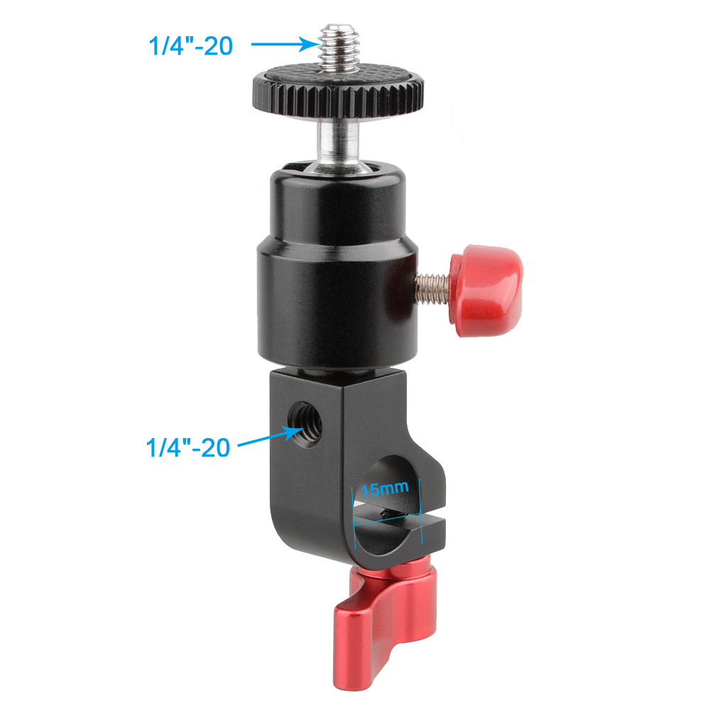 CAMVATE 15mm Rod Clamp & Ball Head Mount Adapter