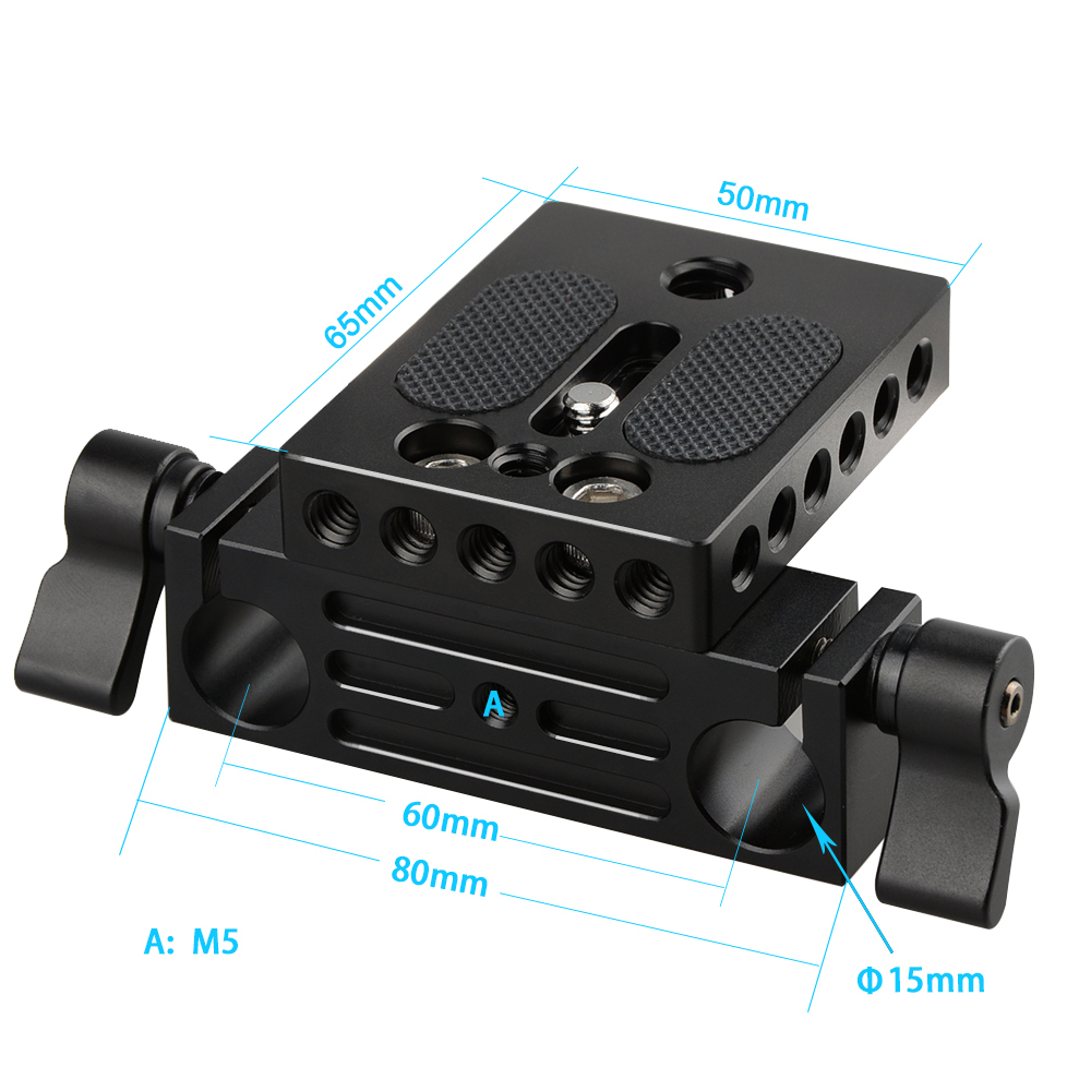 CAMVATE Camera Baseplate with 15mm Railblock fr DSLR Rig 15mm Rod Rail Support System