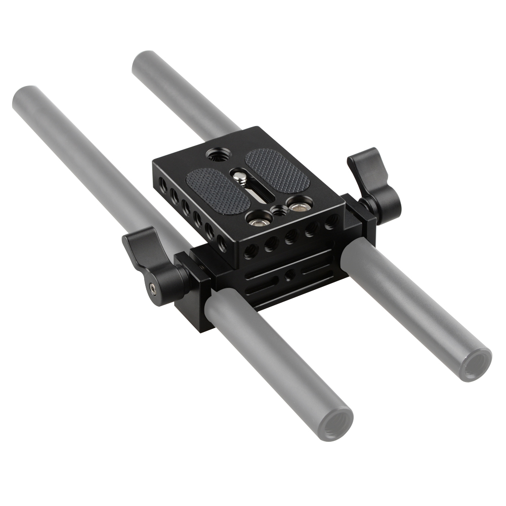 CAMVATE Camera Baseplate with 15mm Railblock fr DSLR Rig 15mm Rod Rail Support System