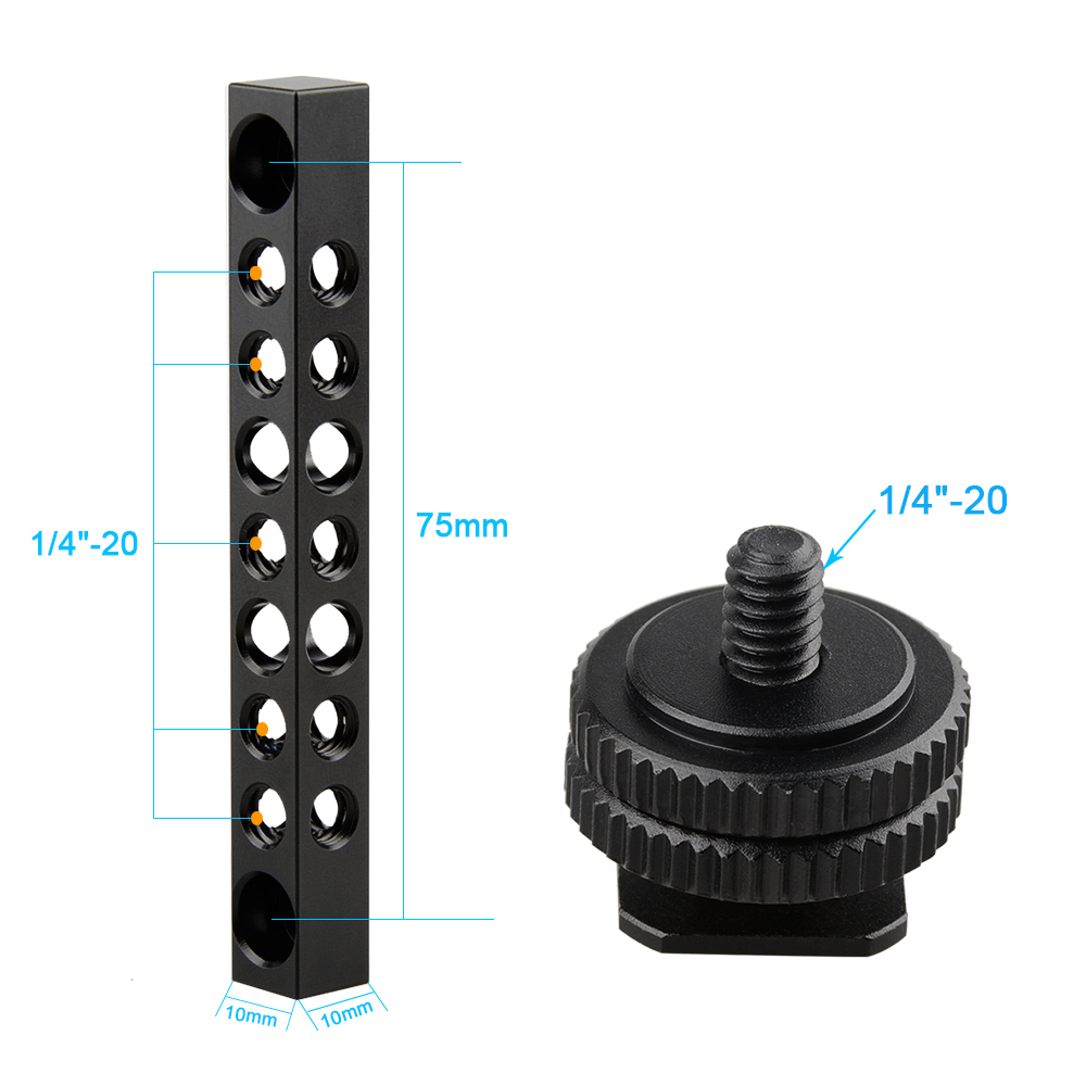 CAMVATE Cool Black Aluminum Cheese Bar with 1/4-20 Thread Hole for Monitor