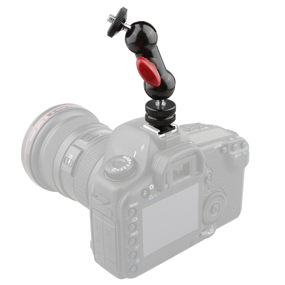 CAMVATE 1/4"-20 360° Rotating Multifunctional Double Ball Heads Hot Shoe Mount