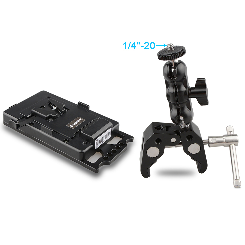 CAMVATE V Lock Mounting Plate Power Supply Splitter with Super Clamp Crab Pliers Clip Ball Head Mount