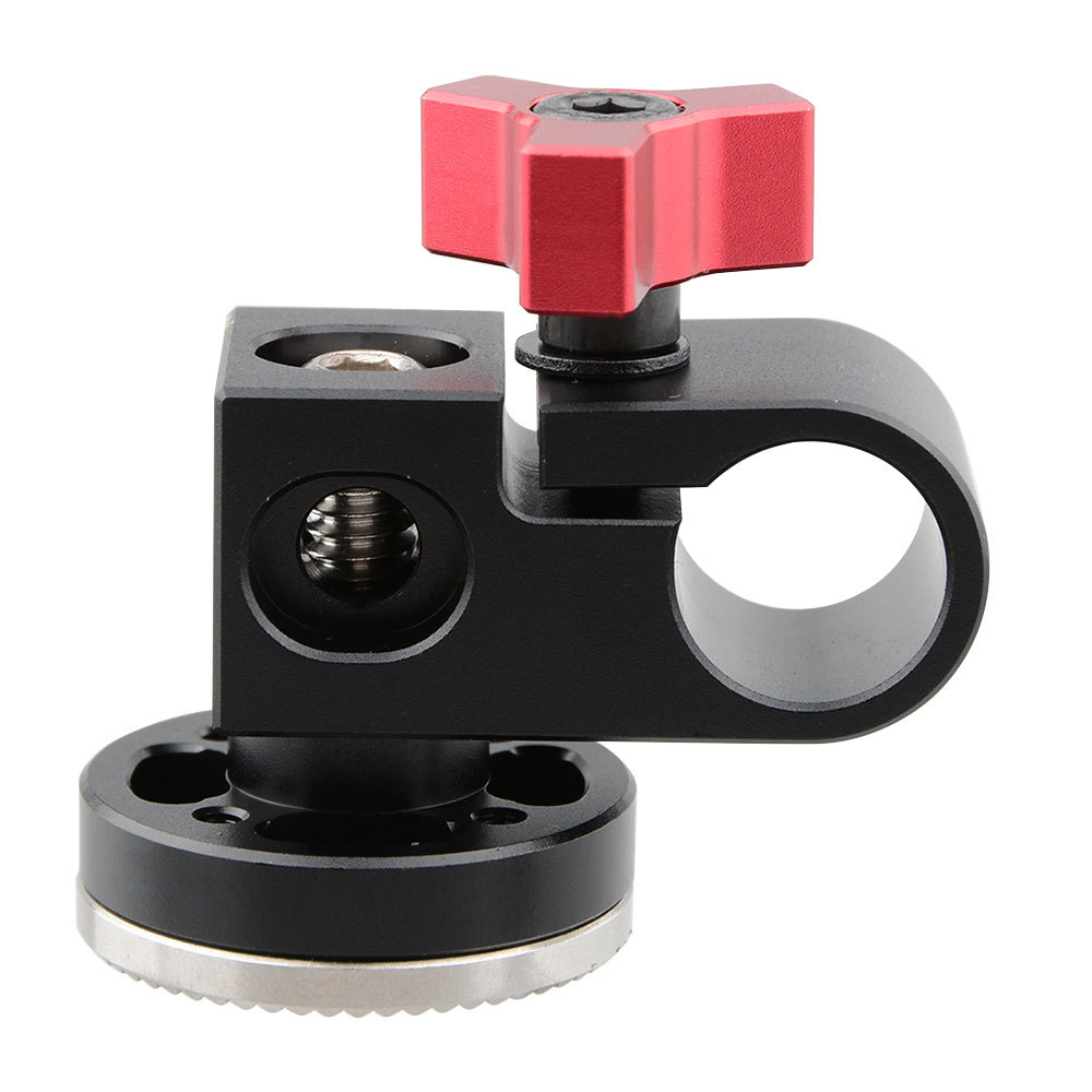CAMVATE 15mm Single Rod Clamp with ARRI Rosette Mount for Handle Shoulder Rig (Red Thumbscrew)