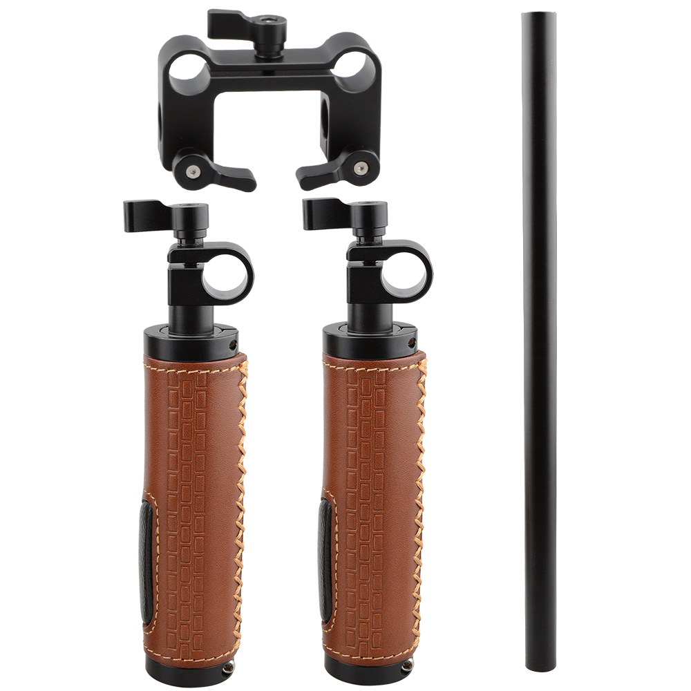 CAMVATE Handle Grips (Leather) Handlebar Support Kit for DSLR Camera Camcorder Shoulder Rig