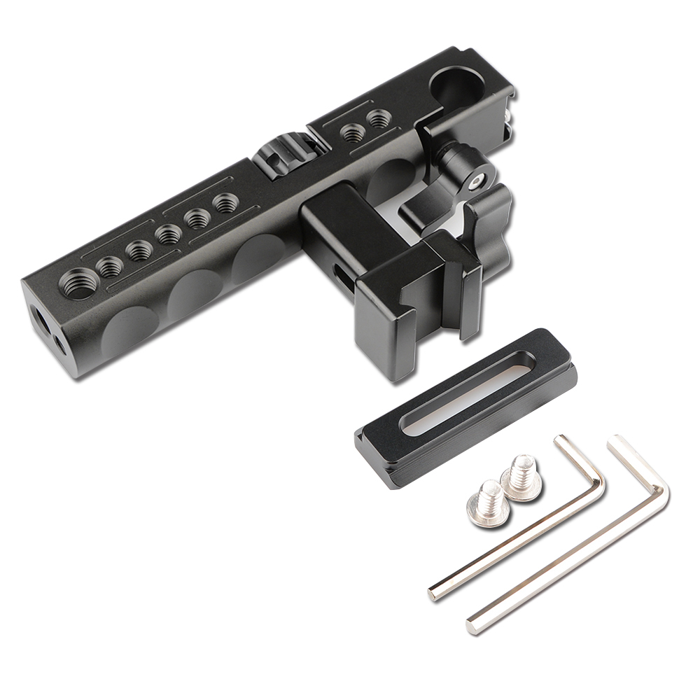 CAMVATE Handle Grip with Hot Cold Shoe 15mm Rod Clamp for Sony A6500 Camera Cage QR DSLR